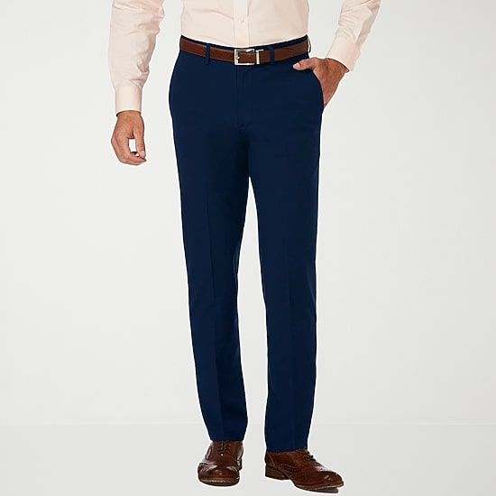 Haggar JMH Premium Stretch Mens Comfort Waistband Slim Fit Dress Flat Front Pant