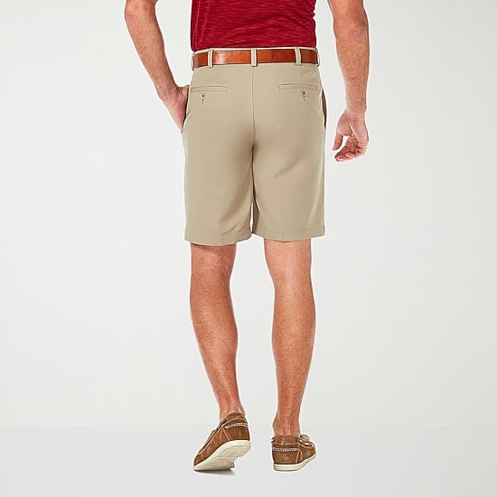Haggar Cool 18 Pro Mens 9 1/2" Stretch Fabric Moisture Wicking Quick Dry Chino Short