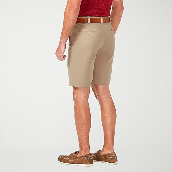 Haggar Cool 18 Pro Mens 9 1/2" Stretch Fabric Moisture Wicking Quick Dry Chino Short