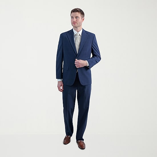 Haggar JMH Prince Of Wales Mens Stretch Fabric Classic Fit Plaid Flat Front Suit Pant