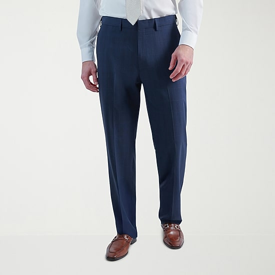 Haggar JMH Prince Of Wales Mens Stretch Fabric Classic Fit Plaid Flat Front Suit Pant