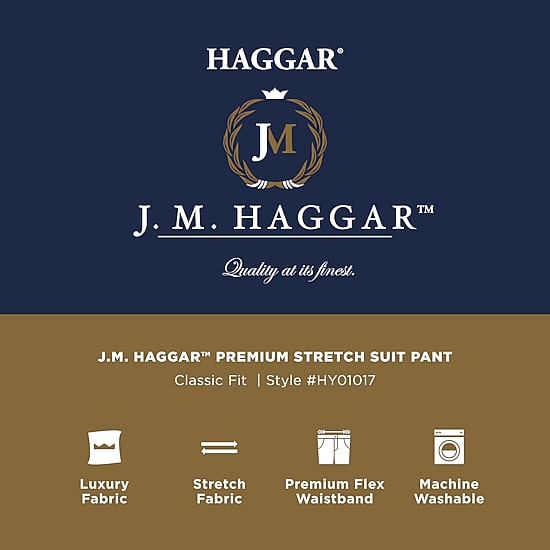 Haggar JMH Prince Of Wales Mens Stretch Fabric Classic Fit Plaid Flat Front Suit Pant