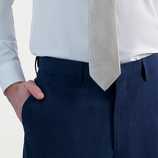 Haggar JMH Prince Of Wales Mens Stretch Fabric Classic Fit Plaid Flat Front Suit Pant