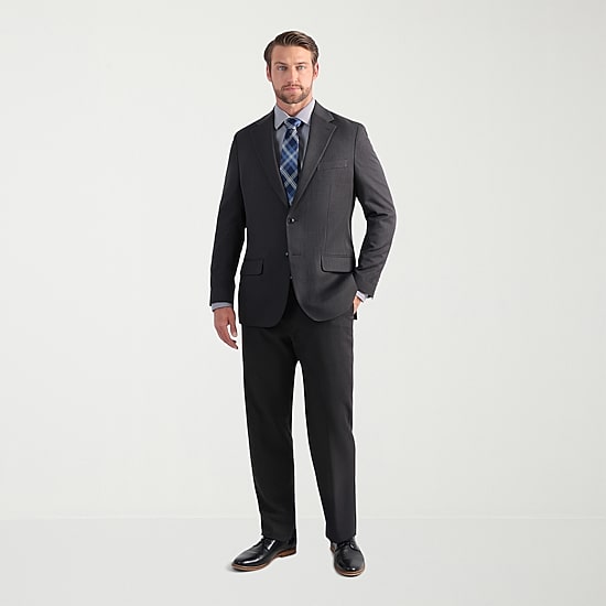 Haggar Smart Wash With Repreve Houndstooth Mens Stretch Fabric Classic Fit Flat Front Suit Pant
