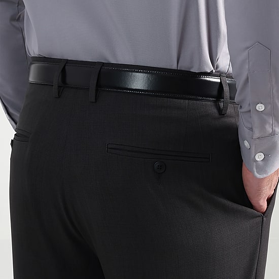 Haggar Smart Wash With Repreve Houndstooth Mens Stretch Fabric Classic Fit Flat Front Suit Pant