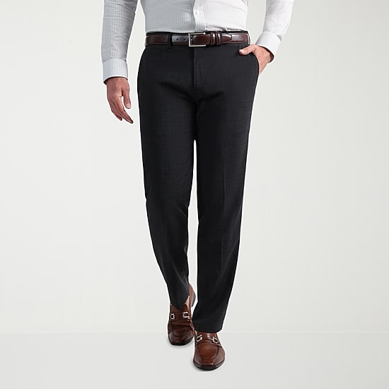Haggar JMH Tailored Wool Mens Stretch Fabric Modern Fit Windowpane Flat Front Suit Pant