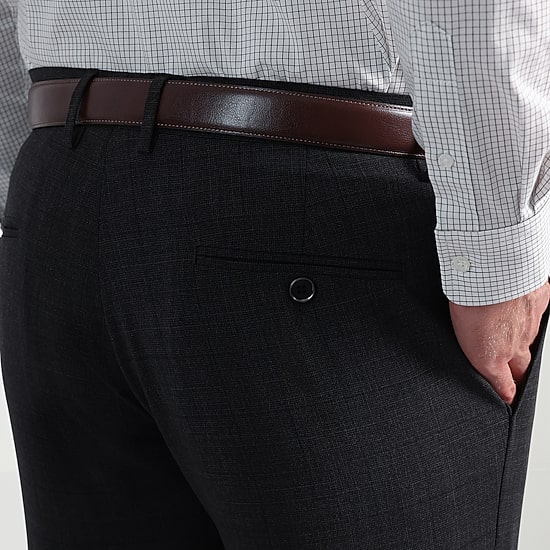 Haggar JMH Tailored Wool Mens Stretch Fabric Modern Fit Windowpane Flat Front Suit Pant