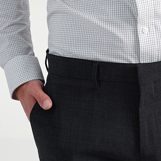 Haggar JMH Tailored Wool Mens Stretch Fabric Modern Fit Windowpane Flat Front Suit Pant
