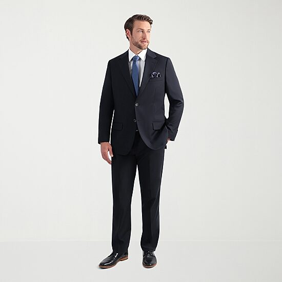 Haggar JMH Tailored Wool Mens Stretch Fabric Modern Fit Windowpane Flat Front Suit Pant