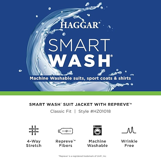 Haggar Smart Wash With Repreve Houndstooth Mens Stretch Fabric Classic Fit Suit Jacket