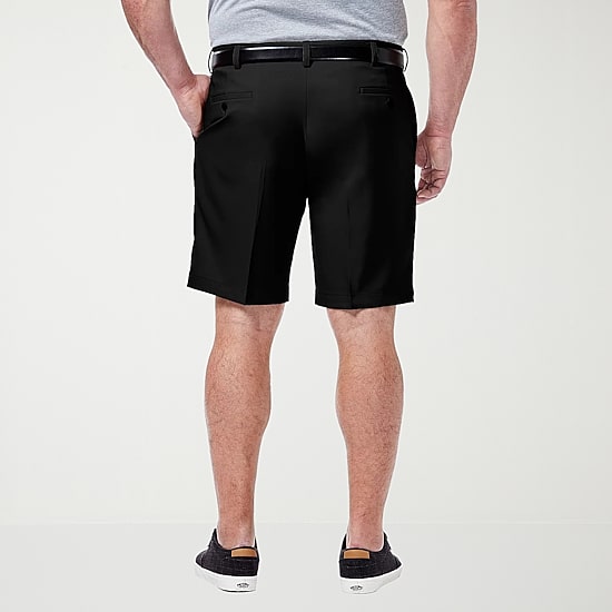 Haggar Cool 18 Pro Pleated Expandable Waist Mens 10 1/2" Big and Tall Stretch Fabric Moisture Wicking Quick Dry Chino Short