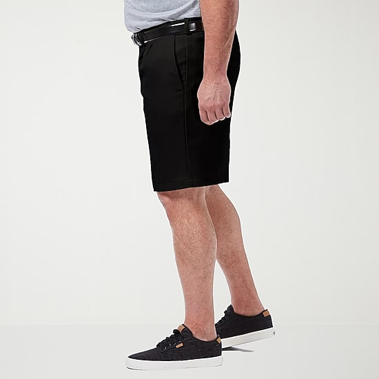 Haggar Cool 18 Pro Pleated Expandable Waist Mens 10 1/2" Big and Tall Stretch Fabric Moisture Wicking Quick Dry Chino Short