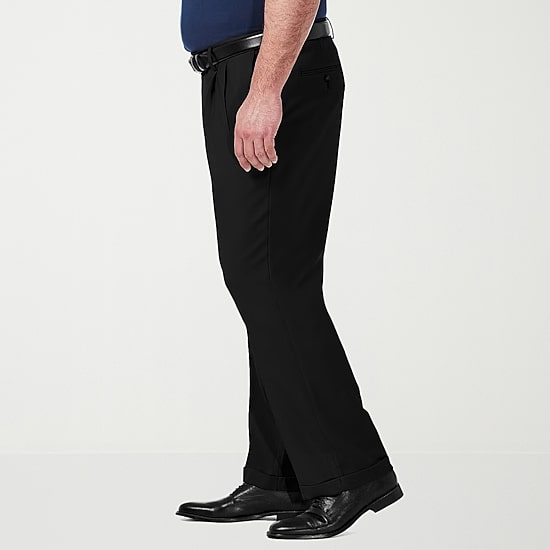 Haggar Premium Comfort Expandable Waist Mens Classic Fit Big and Tall Dress Pleated Pant
