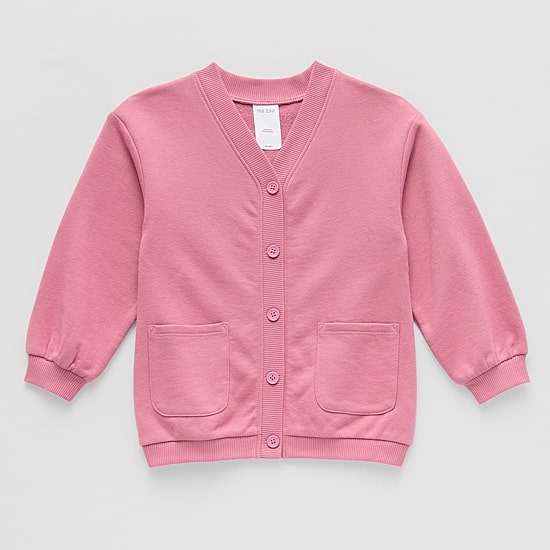 Okie Dokie Toddler & Little Girls Crew Neck Long Sleeve Button Cardigan