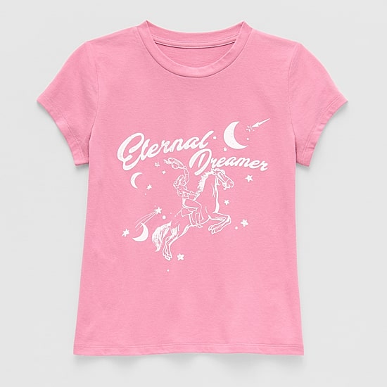 Thereabouts Little & Big Kid Girls Round Neck Short Sleeve Regular Fit Graphic T-Shirt