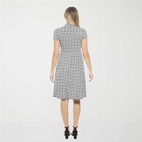 24seven Comfort Apparel Womens Short Sleeve Geometric Wrap Dress