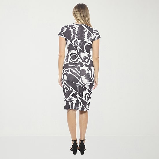 24seven Comfort Apparel Womens Short Sleeve Abstract Wrap Dress