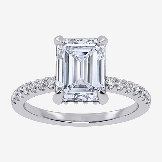 (G-H / Si1-Si2) Womens 2 1/4 CT. T.W. Lab Grown White Diamond 14K Gold Side Stone Engagement Ring
