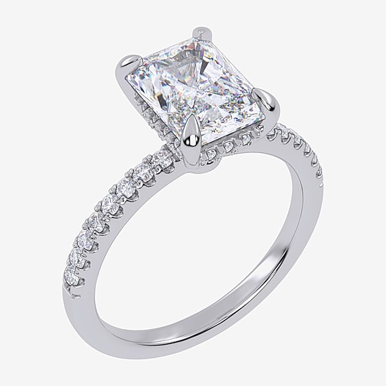 (G-H / Si1-Si2) Womens 2 1/4 CT. T.W. Lab Grown White Diamond 14K Gold Side Stone Engagement Ring