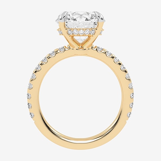 (G-H / Si1-Si2) Womens 2 1/4 CT. T.W. Lab Grown White Diamond 14K Gold Round Side Stone Engagement Ring