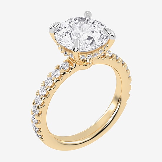 (G-H / Si1-Si2) Womens 2 1/4 CT. T.W. Lab Grown White Diamond 14K Gold Round Side Stone Engagement Ring