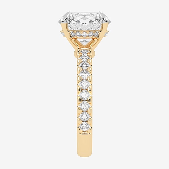 (G-H / Si1-Si2) Womens 2 1/4 CT. T.W. Lab Grown White Diamond 14K Gold Round Side Stone Engagement Ring