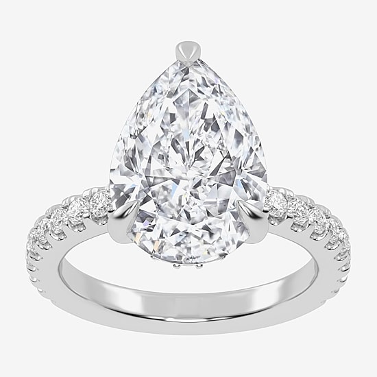 (G-H / Si1-Si2) Womens 2 1/4 CT. T.W. Lab Grown White Diamond 14K Gold Pear Side Stone Engagement Ring