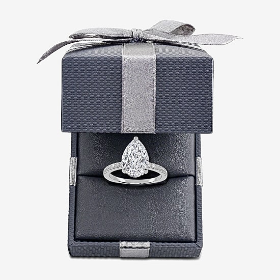 (G-H / Si1-Si2) Womens 2 1/4 CT. T.W. Lab Grown White Diamond 14K Gold Pear Side Stone Engagement Ring