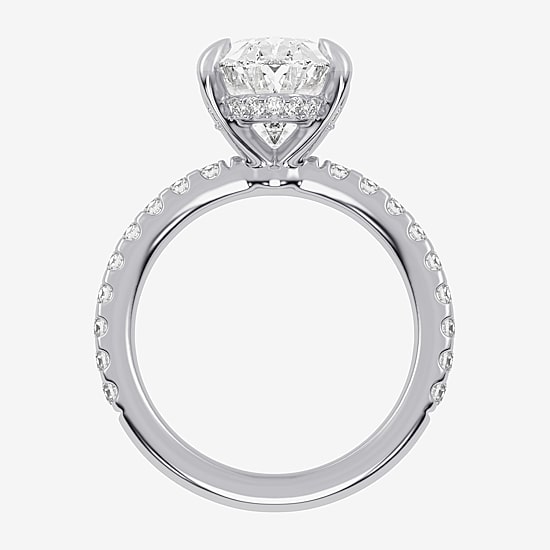 (G-H / Si1-Si2) Womens 2 1/4 CT. T.W. Lab Grown White Diamond 14K Gold Oval Side Stone Engagement Ring