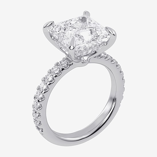 (G-H / Si1-Si2) Womens 2 1/4 CT. T.W. Lab Grown White Diamond 14K Gold Side Stone Engagement Ring