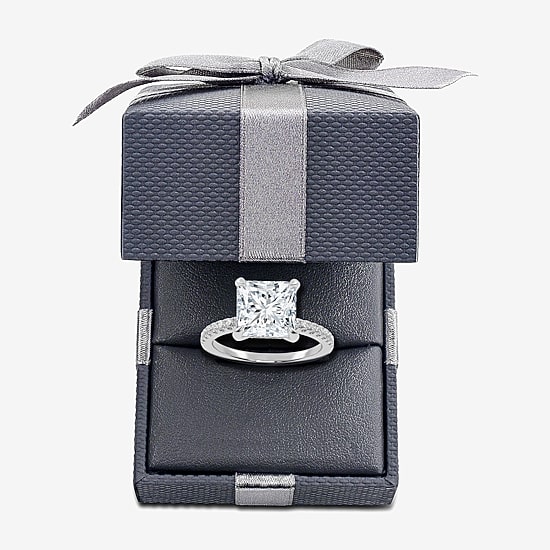 (G-H / Si1-Si2) Womens 2 1/4 CT. T.W. Lab Grown White Diamond 14K Gold Side Stone Engagement Ring