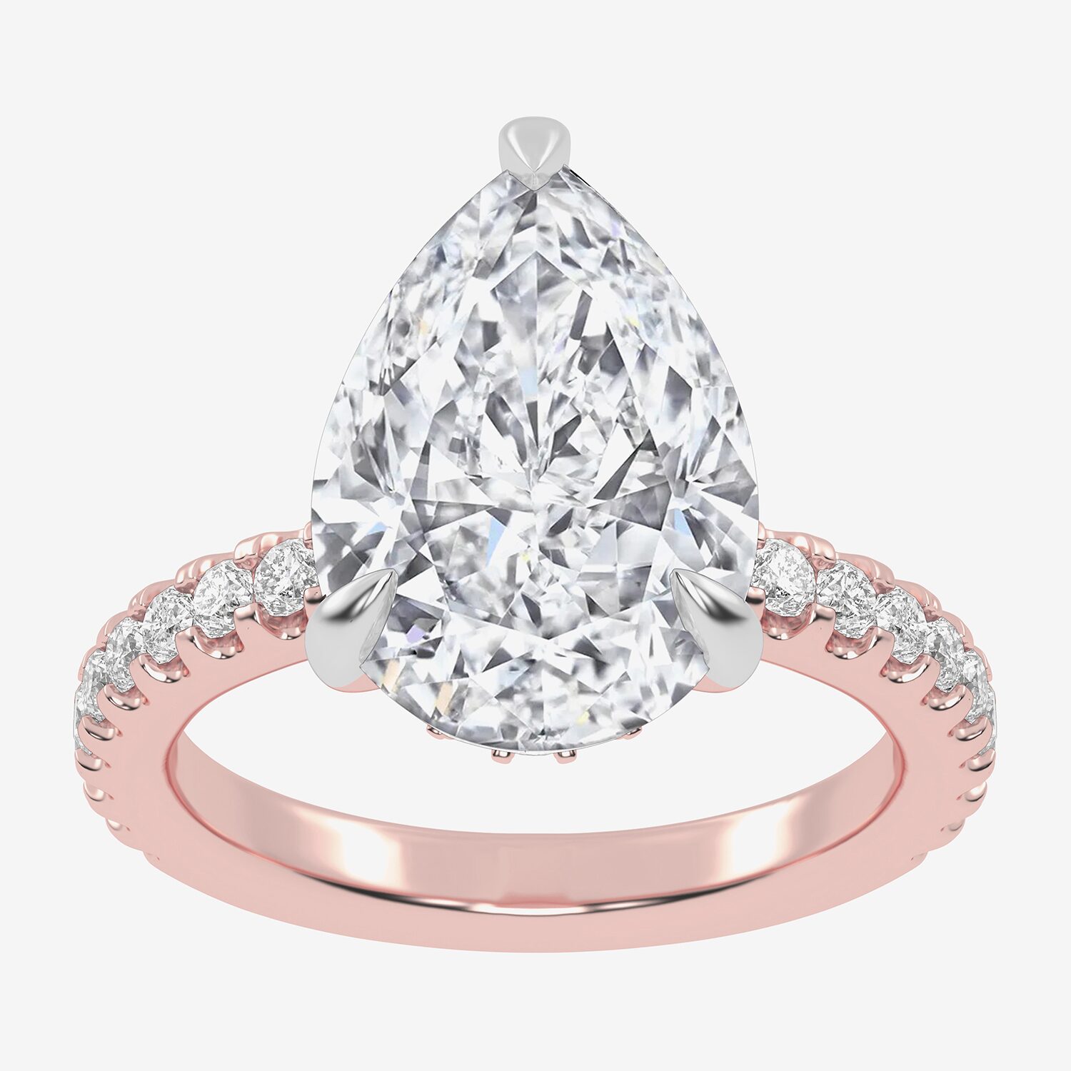 (G-H / Si1-Si2) Womens 2 1/4 CT. T.W. Lab Grown White Diamond 14K Gold Pear Side Stone Engagement Ring