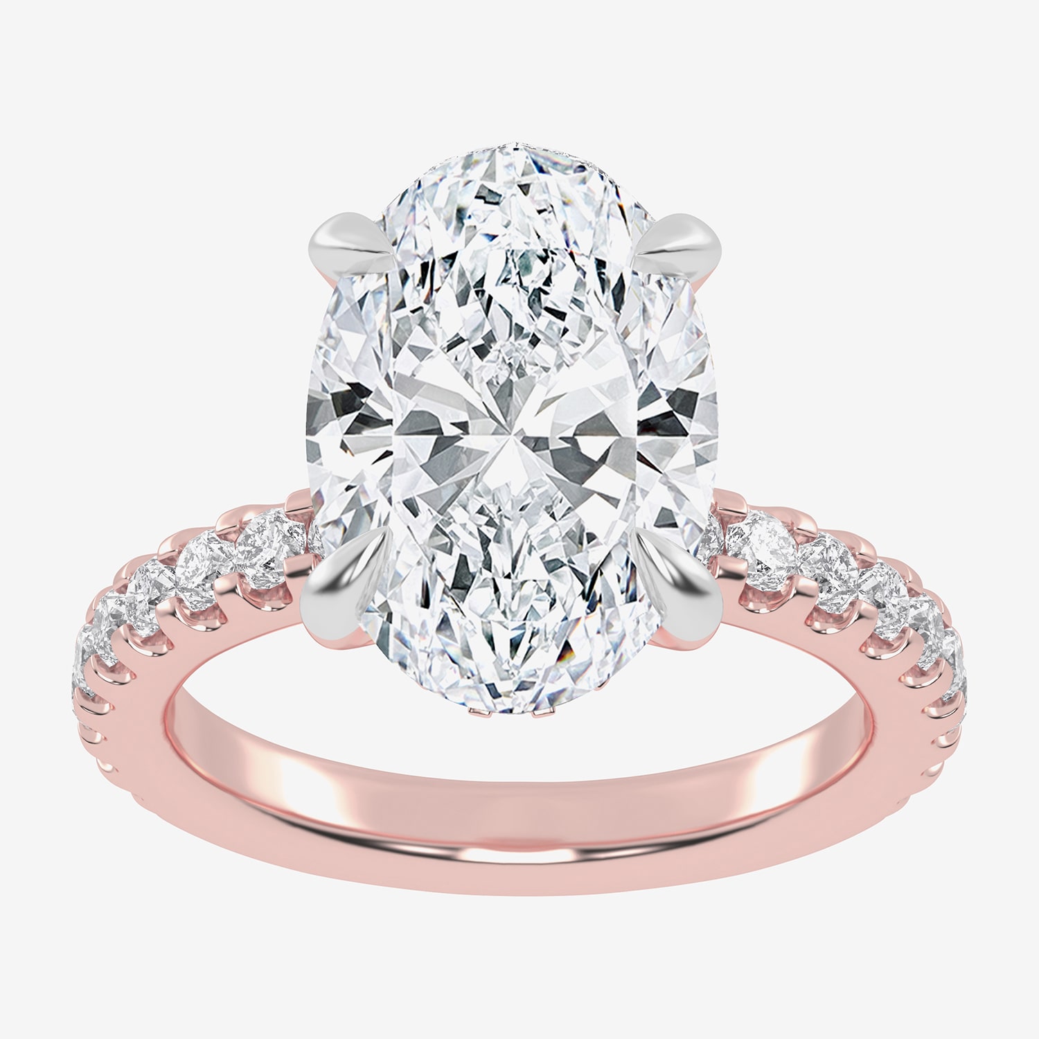 (G-H / Si1-Si2) Womens 2 1/4 CT. T.W. Lab Grown White Diamond 14K Gold Oval Side Stone Engagement Ring
