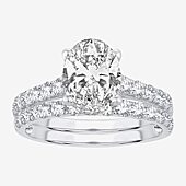 Signature By Modern Bride (H-I / Si1-Si2) Womens 2 CT. T.W. Lab Grown White Diamond 14K Gold Oval Bridal Set