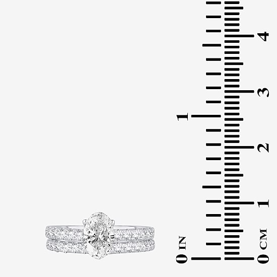 Signature By Modern Bride (H-I / Si1-Si2) Womens 2 CT. T.W. Lab Grown White Diamond 14K Gold Oval Bridal Set
