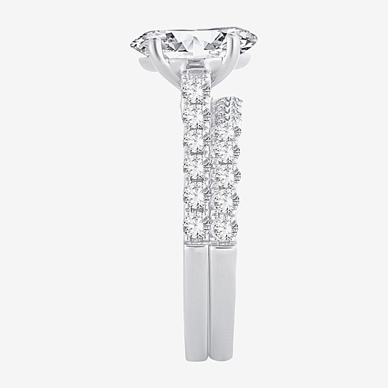 Signature By Modern Bride (H-I / Si1-Si2) Womens 2 CT. T.W. Lab Grown White Diamond 14K Gold Oval Bridal Set