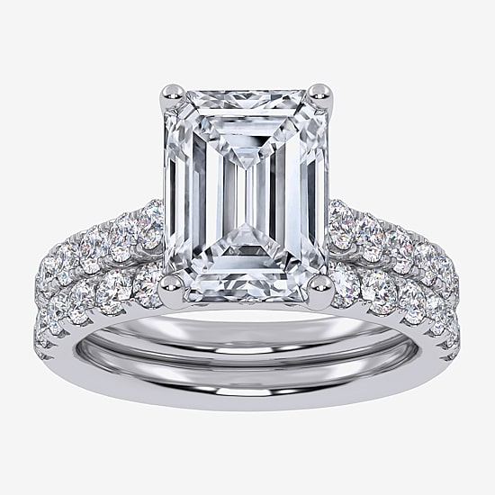 (H-I / SI1-SI2) Signature By Modern Bride Emerald Cut Womens 2 CT. T.W. Lab Grown White Diamond Bridal Set in 14K Gold