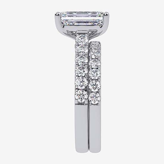 (H-I / SI1-SI2) Signature By Modern Bride Emerald Cut Womens 2 CT. T.W. Lab Grown White Diamond Bridal Set in 14K Gold
