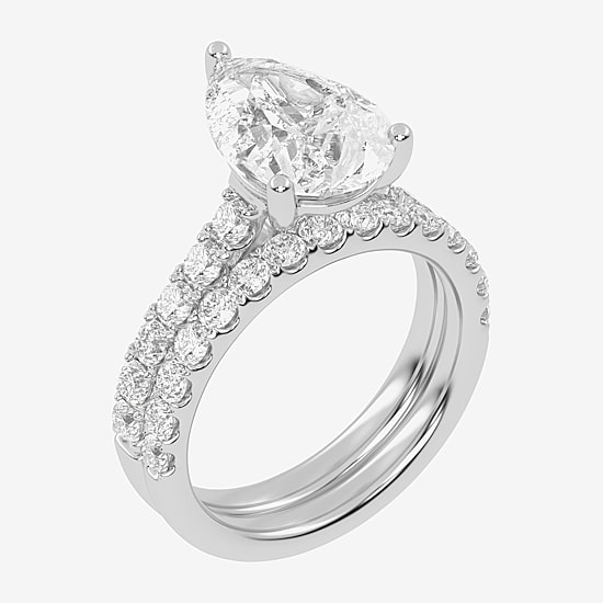 (H-I / SI1-SI2) Signature By Modern Bride Womens 2 CT. T.W. Lab Grown White Diamond In 14K Gold  Pear Bridal Set