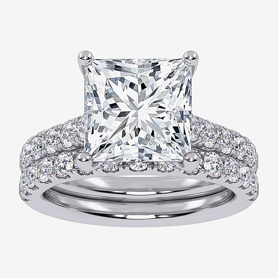 (H-I / SI1-SI2) Signature By Modern Bride Womens 2 CT.TW Lab Grown White Diamond In 14K Gold Side Stone Bridal Set