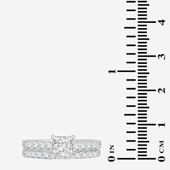 (H-I / SI1-SI2) Signature By Modern Bride Womens 2 CT.TW Lab Grown White Diamond In 14K Gold Side Stone Bridal Set