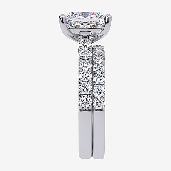 (H-I / SI1-SI2) Signature By Modern Bride Womens 2 CT.TW Lab Grown White Diamond In 14K Gold Side Stone Bridal Set