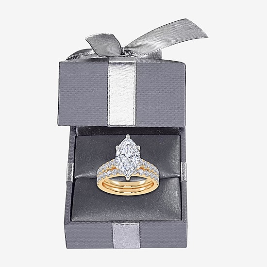 Signature By Modern Bride (G-H / Vs2-Si1) Womens 2 CT. T.W. Lab Grown White Diamond 14K Gold Marquise Side Stone Bridal Set