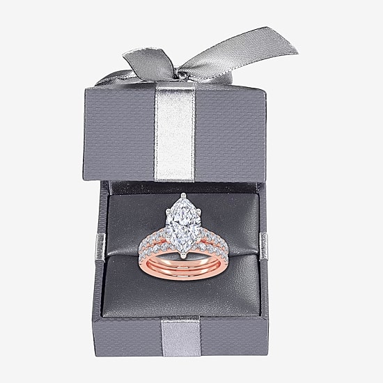 Signature By Modern Bride (G-H / Vs2-Si1) Womens 2 CT. T.W. Lab Grown White Diamond 14K Gold Marquise Side Stone Bridal Set