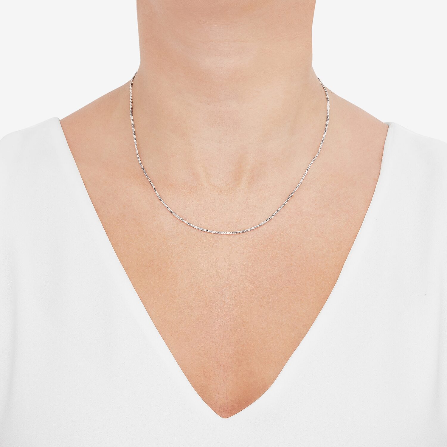 Womens 10K Gold 18 Inch Wheat Chain Necklace