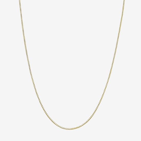 Womens 10K Gold 18 Inch Box Chain Necklace