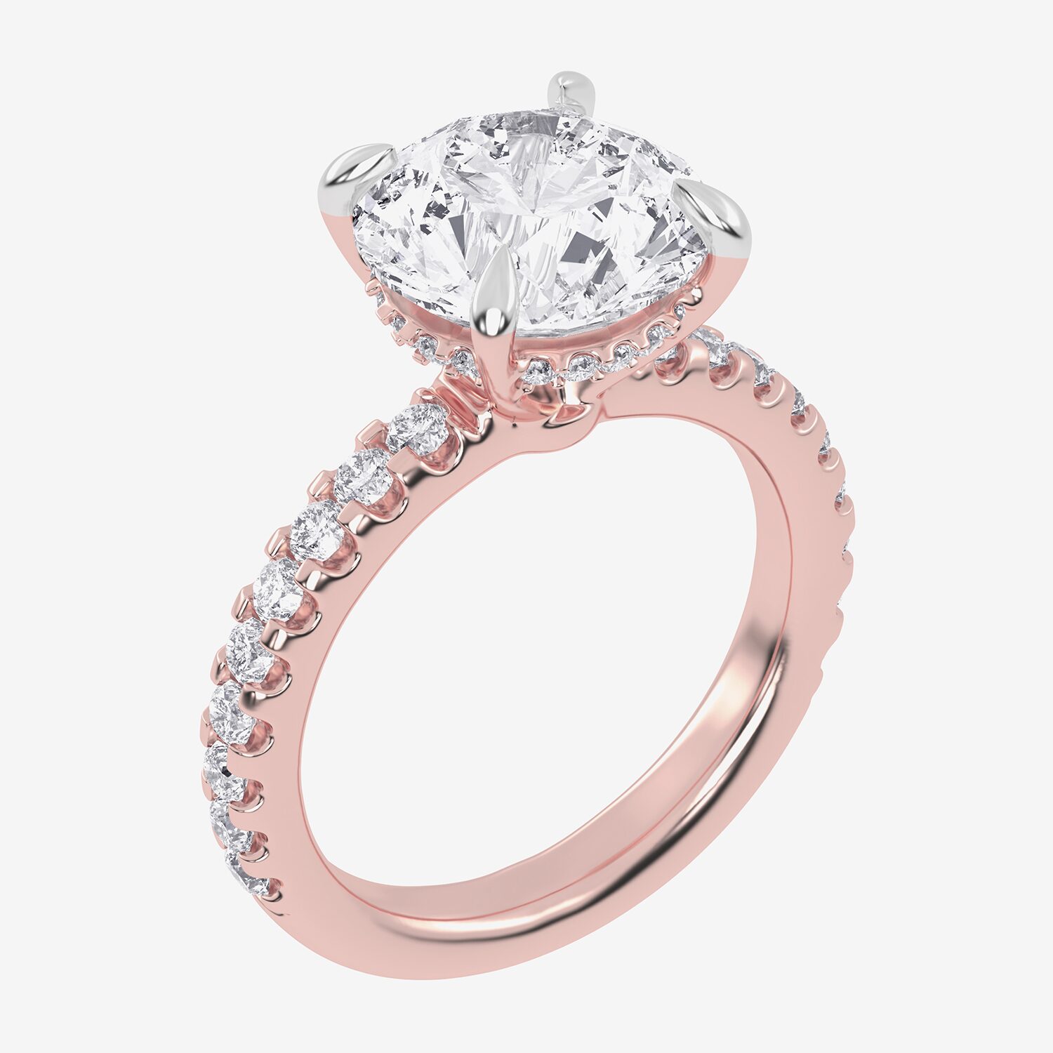 (G-H / Si1-Si2) Womens 2 1/4 CT. T.W. Lab Grown White Diamond 14K Gold Round Side Stone Engagement Ring