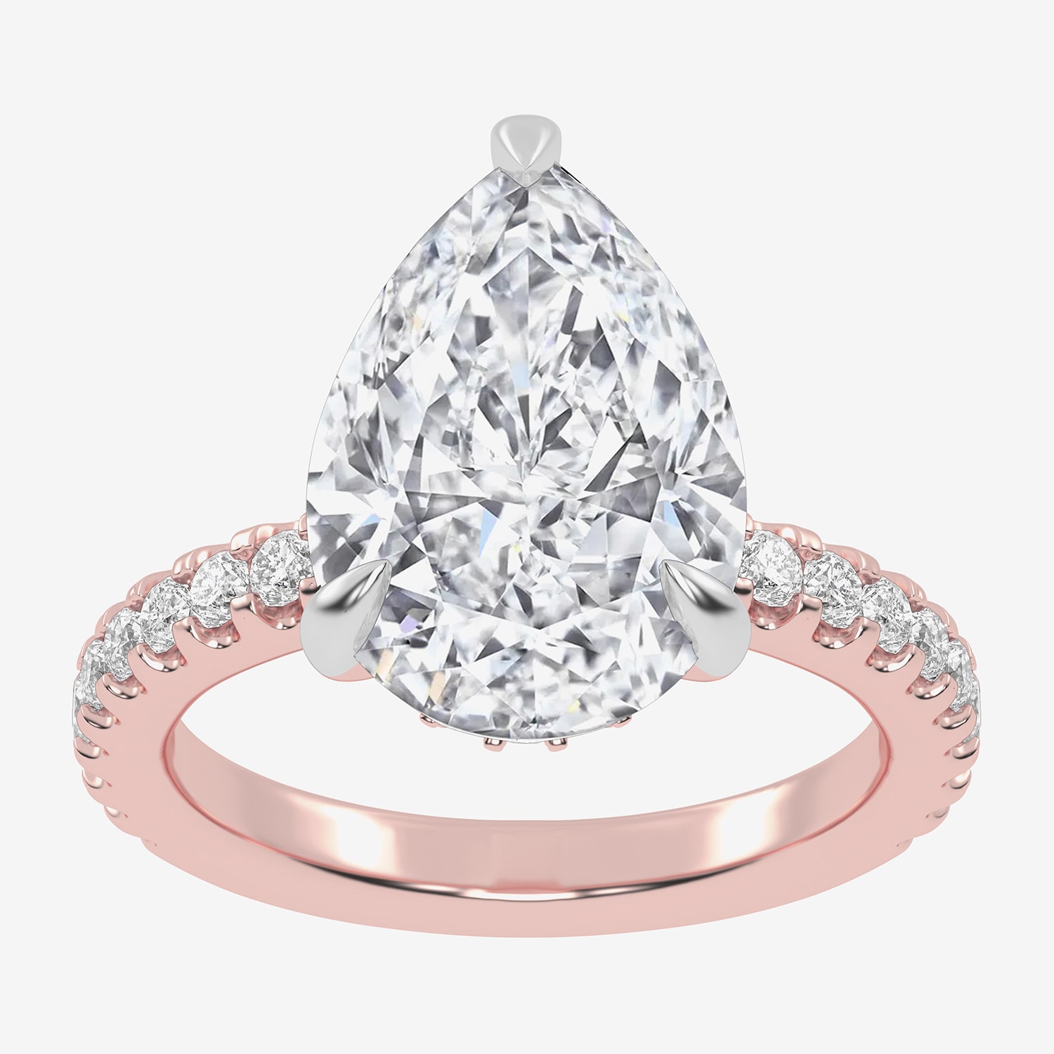 (G-H / Si1-Si2) Womens 2 1/4 CT. T.W. Lab Grown White Diamond 14K Gold Pear Side Stone Engagement Ring