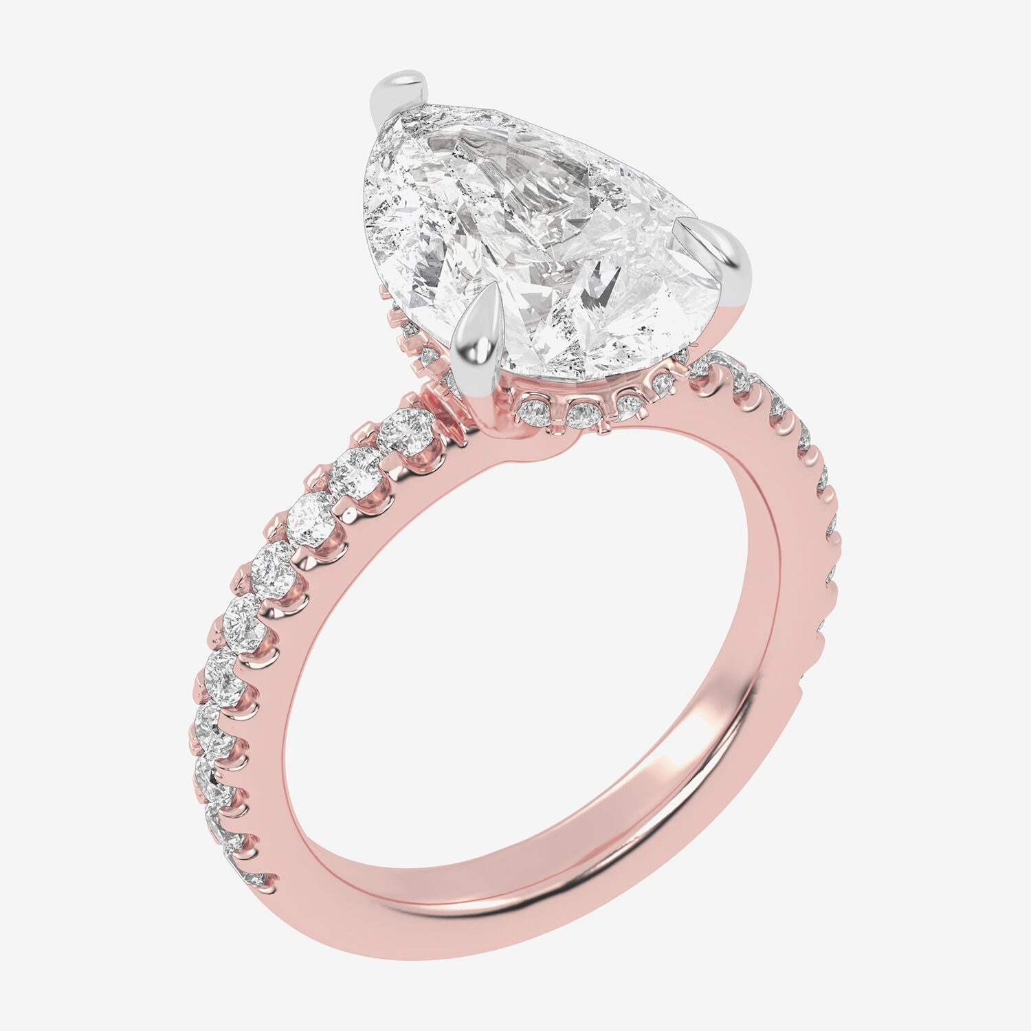 (G-H / Si1-Si2) Womens 2 1/4 CT. T.W. Lab Grown White Diamond 14K Gold Pear Side Stone Engagement Ring