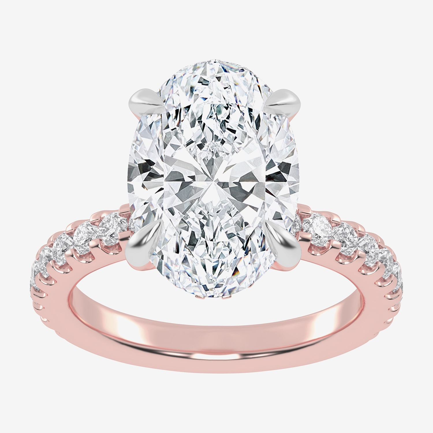 (G-H / Si1-Si2) Womens 2 1/4 CT. T.W. Lab Grown White Diamond 14K Gold Oval Side Stone Engagement Ring